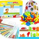 Officygnet Learning Toys for 3 4 5 6 Years Old Boys and Girls, See & Spell CVC Word Builders with Alphabet Cards for Kids Ages 3-5, Matching Letter Game for Preschool Toddler Learning Activities