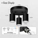 3 Light Track Lighting Fixtures Ceiling, Matte Black Round Directional Ceiling Spotlight, GU10 Flush Mount Ceiling/Wall Fixture, Adjustable Modern LED Track Light for Kitchen/Living Room, No Bulb