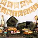 Hushee 50 Pack Party Supplies 5 lb Black and Gold Circle Dot Food Nacho Boats Disposable Polka Dot Snack Trays for Birthday Wedding Bridal Shower Supplies