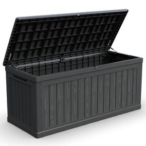 260 Gallon Metal Outdoor Deck Box Waterproof, Black K1163P306623