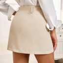 2 x Cicy Bell Mini Skirts for Women High-Waisted Zip Up Casual A-Line Spandex Womens Office Work Wear Faux Pocket (Beige)