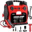 BS ONE 1000 Amp Peak Current Car Jump Stater, 12V Lead Acid Battey Jump Box with 260PSI Air Compressor, Jump Starter Battery Pack with Led Light & USB Output