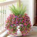 INQCMY Artificial Fake Hanging Flowers with Fake Fern for Outdoors UV Resistant Artificial Plants Spring Decor Look Real Faux Flowers for Outside Home Planter Porch Patio Decor