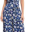 Women's Maternity Nursing Romper for Breastfeeding with Pockets V-neck Maternity Jumpsuits for Women (X-Large, Blue Floarl)