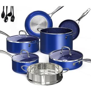 Deluxe DUXANO 14PC Healthy Pots and Pan With 9H Anti-scratch Coating, 2-Layer Non-Stick Ceramic&PFAS Free, Sensitively&Evenly Induction Cooking, Enhanced Flavor with Infrared Cookware, Dishwasher Safe