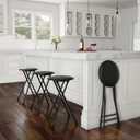 Lavish Home Folding Stool with Padded Backless Seat Set of 4, Black, 24”