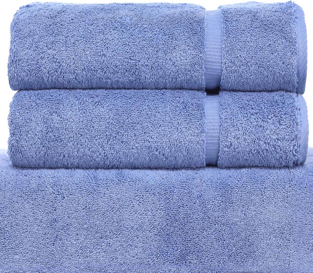 Luxury Hotel & Spa Collection Highly Absorbent, Quick Dry 100% Turkish Cotton 700 GSM, Eco Friendly Towel, for Bathroom Dobby Border Soft Bath Towel Set 27 X 54 (Wedgewood, Bath Towels - Set of 2)