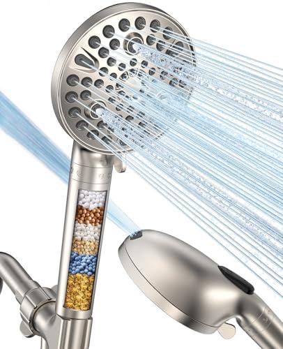 MakeFit Filtered Shower Head with Handheld-10 Modes High Pressure Showerhead with Built-in Power Wash,Long 71-inch Hose & Adjustable Bracket, Water Softener Filter Beads for Hard Water-Remove Chlorine