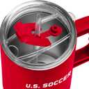 Logo Brands Soccer 40 oz Tumbler with Handle - Powder Coated-Stainless Steel with Straw  Leak-Resistant, Keeps Drinks Cold  Everyday Use  Great For Soccer Fans (USA)