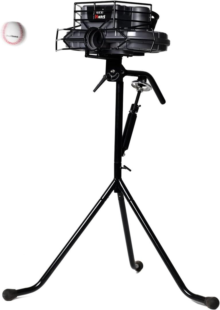 Furlihong 777BH Dual-Wheel Baseball Pitching Machine Upgraded Version, 30 to 95 MPH with Regulation Baseballs, Easy to Adjust Angle and Speed, Throw Any Type of Pitch, with 3 Training Balls