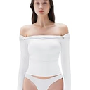 SUUKSESS Women Padded Off The Shoulder Tops Double Lined Going Out Fitted Basic Fall Shirts (X-Small, 01 White)