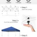 GarveeLife 10x10 Pop Up Canopy with One Button Push Setup - Heavy Duty Outdoor Canopy Tent with Portable Roller Bag - 3 Adjustable Height, 4 Weight Bags, 8 Stakes & 4 Guy Ropes Included, Blue