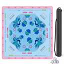 Hedaxynzr Blue Mahjong Mat 31.5" x 31.5" with American Mahjong Rules, Ships Rolled, Wrinkle-Free, Non-Slip Rubber Backing, Noise Reducing Game Table Mat with Carry Bag & Dice, Elegant Peacock Floral