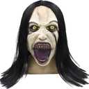 Scary Mask for Women, Horror Crying Woman Mask with Wigs, Halloween Costumes Mask, Quality Latex Full Head Mask, Ideal for Halloween Scary Costumes Cosplay Dance Masquerade Party One Size Fit Most