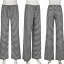 Women's Comfy Pajama Loose Casual Drawstring Lounge Pants - Striped Print Stretch Wide Leg (S)