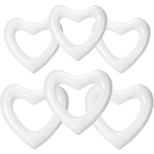 Lenwen 6 Pack Inflatable Heart Pool Float 43''/ 31'' Blow up Heart Shaped Swimming Tube for Valentines Wedding Bachelorette Bride Pool Floaty Beach Party Toys Gifts(White)