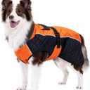 Dog Coat Dogs Jacket Waterproof Reflective Adjustable Dog-Winter Coats for Small Dogs Dachshund Coat-(Orange, Small)
