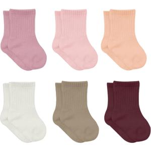 bistyle Baby Grip Ankle Socks 6 Pairs | Newborn Infant Toddlers Sock Organic Cotton | Kids Boys Girls Ankle, 0-6M