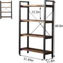 WH-AOERPUMY Solid Wood Bookshelf,4 Tier Rustic Vintage Industrial Etagere Bookcase, Open Metal and Wood Vintage Book Shelf, Retro Brown (RealWood)(4-Tier)