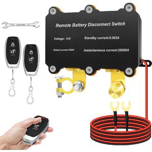 12V 500A Kill Switch for Car,500A Remote Battery Disconnect Switch for Truck-Auto Shut-Off Switch,Anti-Theft Battery Kill Switch for Cars,Trucks,RVs,Trucks and Construction Vehicles Applications