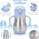 Bakpoco Stainless Steel Straw Sippy Cup for Toddlers 1-3 Years Old, Insulated Toddler Water Bottle Baby Training Tumbler with Handles, 8oz Kids Straw Cups for Travel, Daycare & At Home, Blue