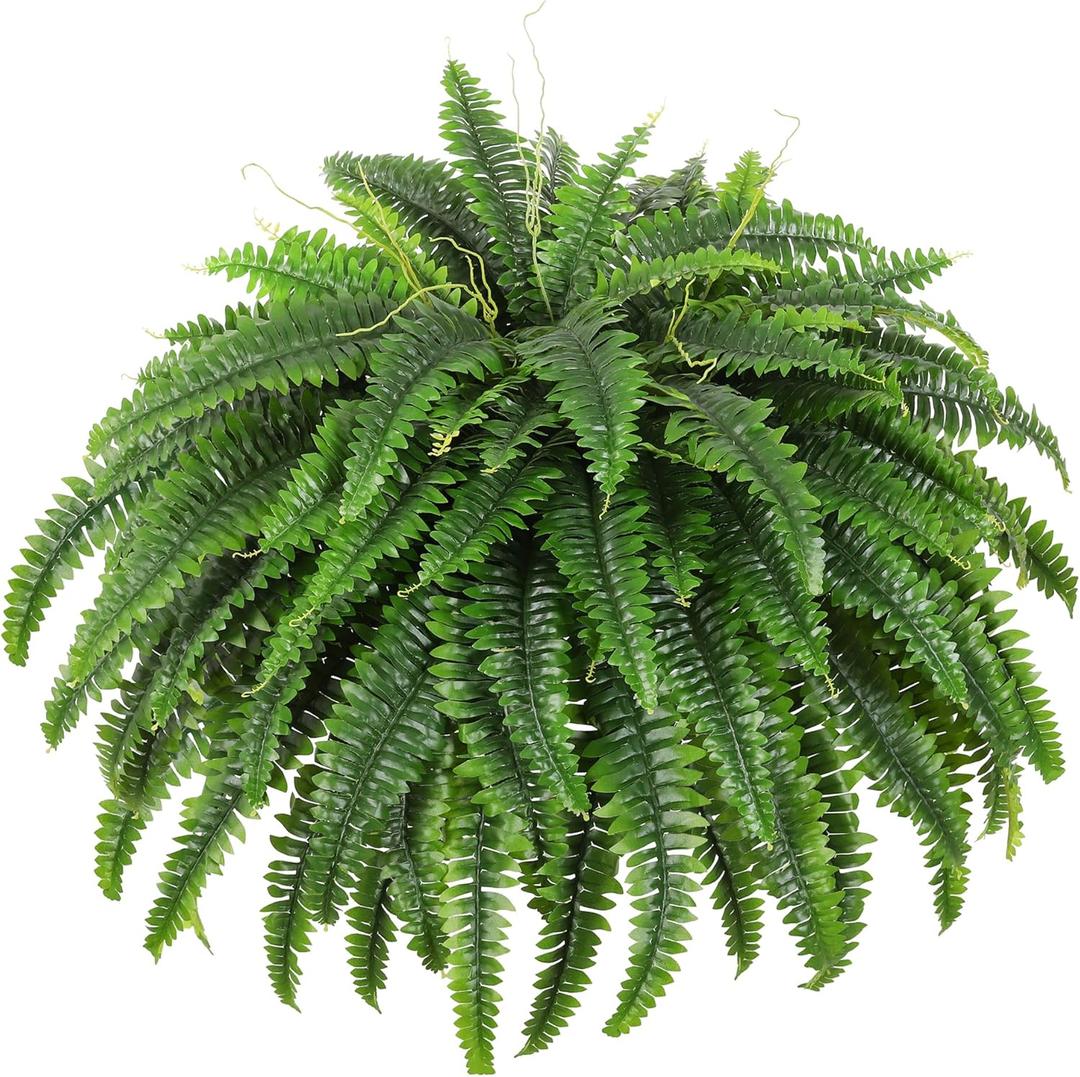 Dkaltm Single Silky Artificial Boston Fern Bush, 49Inch Large Artificial Ferns for Outdoors, Large Faux Ferns Artificial Plants, Suitable for Decorating Office, Living Room Faux Greenery, 95Branches