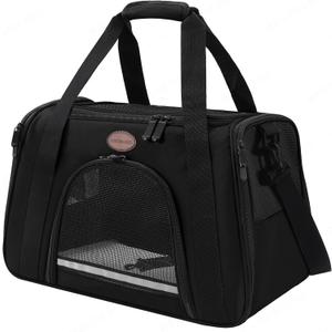 Cat Carrier Dog Carrier Pet Carriers for Medium Small Cats Dogs Puppies up to 15 Lbs,TSA Airline Approved Small Dog Cat Carriers Soft Sided,Collapsible Travel Puppy Carrier (Black, Medium)