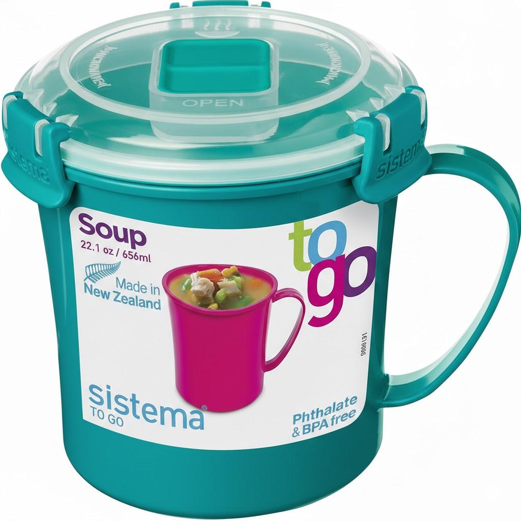 Sistema Microwave Medium Soup Mug | Microwave Food Container | 656 ml | BPA-Free | Minty Teal