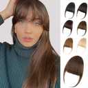 EINAEY Bangs Hair Clip - Brown Clip in Bangs Real Human Hair, Fake Bangs Fringe with Temples Wispy Bangs Hair Extensions for Women Daily Wear