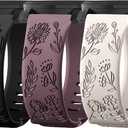 3 Pack 22mm Flower Pattern Bands Compatible with Garmin Venu 4 45mm/Venu 3/Venu 2/Vivoactive 4/Forerunner 745/265/255/255 Music, Soft Silicone Floral Engraved Sport Strap for Women Men