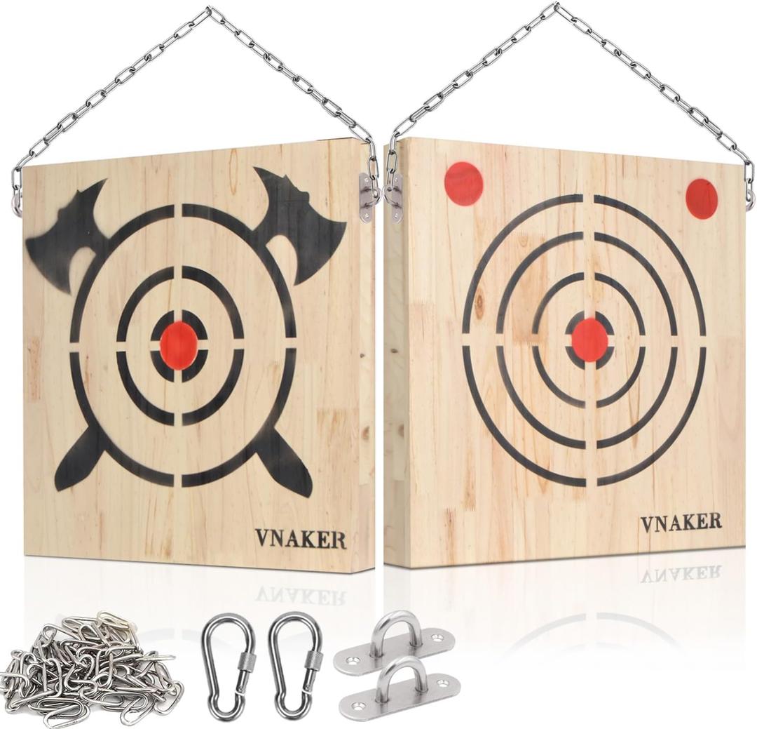 Axe Throwing Wooden Target & Knife Throwing Wooden Target with Steel Chain