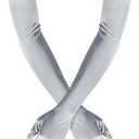 Lansian Long Opera Party Gloves for Women 1920s 20s Satin Gloves Costumes Elbow Length Bridal Evening Dress, 21 inches (Silver)