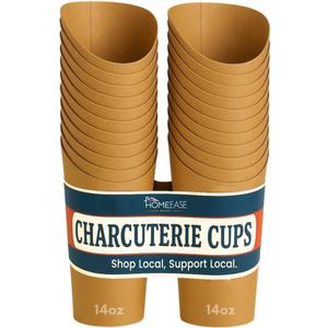 60-Pack 14oz Brown Kraft Charcuterie Cups  Disposable French Fry Holder, Grease-Resistant French Fries Holder, Eco-Friendly  Serving Cups for Parties, Weddings, Events & More