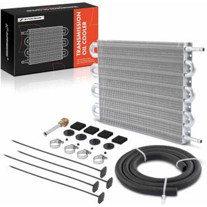 A-Premium Transmission Oil Cooler, Universal Aluminium 8 Pass Tube and Fin, Oil Cooler Kit with Hose Mounting Kit