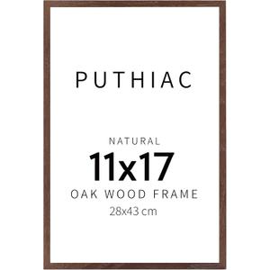 puthiac 11x17 Walnut Oak Wood Picture Frame - Minimalist 11x17 Poster Frame, 11"x17" Frame Wood, Natural Solid Wooden Picture Frames for Wall Art Photo and Prints (1 Pack, Walnut)