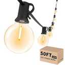 Svater Outdoor String Lights 50 FT, Patio LED Lights Outside with 26pcs Bulbs, Waterproof Shatterproof Hanging Globe Light Connectable for Bistro Cafe Backyard Balcony Warm White