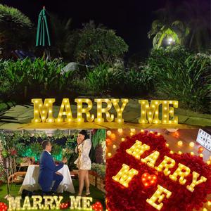 JUICYRAUL 7 LED Marquee Marry Me Lights - Light Up Letters for Romantic Proposal, Wedding & Engagement Signs