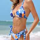 CUPSHE Women's Bikini Sets Two Piece Swimsuit V Neck Reversible Bottom Halter Self Tie Back Hook (Green, L)