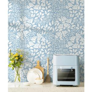 Safiyya 17.3''393'' Blue Peel and Stick Wallpaper Blue and White Wallpaper for Bathroom Waterproof Contact Paper Self Adhesive Removable Floral Wall Paper for Bedroom