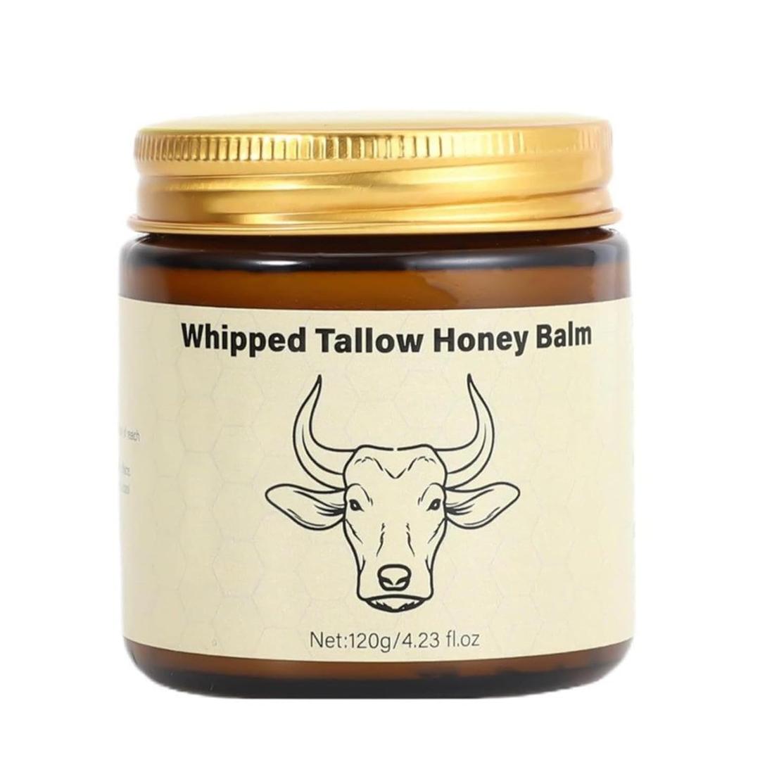 Whipped Tallow Honey Lip Balm, Tallow Honey Body Balm, Grass-Fed Tallow Skin Cream Body Moisturizer, Deeply Moisturizing and Nourishing for Dry Skin, Suitable for Dry, Chapped Skin