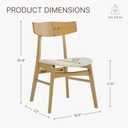 KISLOT Wooden Dining Chairs Set of 2, Upholstered Modern Dining Room Chairs, Mid Century Oak Kitchen Chairs with Curved Wood Backrest for Kitchen, Restaurant, Farmhouse (Cream Fabric & Original Color)