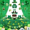 St Patrick's Day Decorations Kit,St Patricks Day Decorations Foil Fringe Curtains,Shamrock Lucky Banner,Clover Hanging Swirls,Door Hanging Ornament,Shamrock Garlands,Balloons for Home Party Supplies