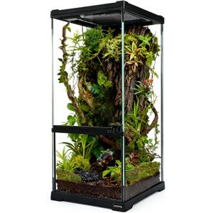 Tall Reptile Glass Tank 8"x8"x18" Pre-Assembled Vertical Small Reptile Terrarium for Arboreal Geckos,Chameleon,Lizard,Tree Frog and Snake with Top and Front Openning Door