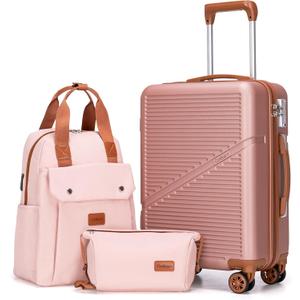Carry On Luggage 22x14x9 Airline Approved, 20 Inch Carry on Suitcases with Wheels, ABS Lightweight Carry-on Luggage, Travel Suitcase Set with Wheels and TSA Lock (RoseGold)
