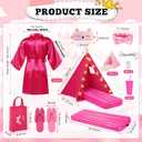6 Set Sleepovers Teepee Tents Spa Party Robes Supplies Bulk with Inflatable Airbed and Light String, Party Supplies for Birthday Movie Spa Favors Gift Indoor Outdoor (Complete,5 Pink 1 Rose Red)
