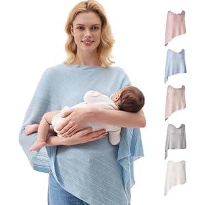 Momcozy Ultra-Light Nursing Cover for Breastfeeding, Soft Breathable Tencel Lyocell Fabric, Multi-Use Feeding Shawl, Newborn Essentials Must Haves(Blue)