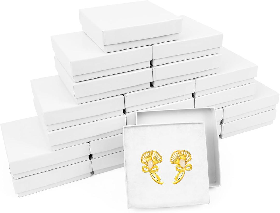 jewelry gift box, 20 Pack Small Gift Boxes with Lids for Necklace Ring Bracelet Earring Display Box, Jewelry Box Bulk White (3.5x3.5x1 Inch (Pack of 20))