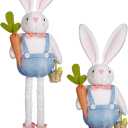 Easter Telescopic Bunny Figurine - 21-inch Plush Bunny, Adjustable Height, Spring Holiday Desktop/Shelf Decoration