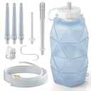 Smokitcen Collapsible Silicone Enema Bag Bottle Kit with 5.3ft Enima Hose, 5 Enema Tips, Controllable Flow Valve, 1.2 L Capacity Silicone Enama kit for Coffee and Water Colon Cleanse