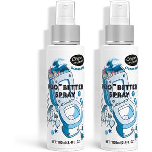 Clean-n-Fresh Toilet Spray, Ocean Mist, Air Freshener Bathroom Spray, Toilet Bathroom Odor Deodorizer, 6.8 Fl.Oz - Sea Salt, Jasmine & Bergamot